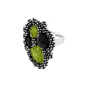 Anillo adaptable con cuatro bolas de lava volcánica, otra vista
